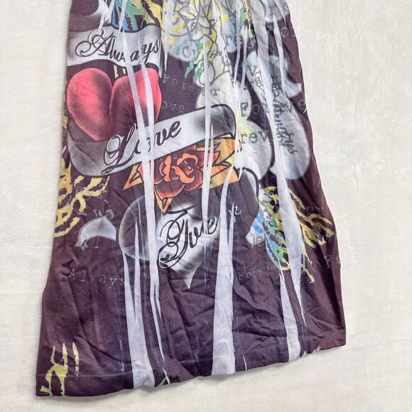 Y2K‎ Feathers Medium Blue Mini Dress Smocked Graffiti Grunge Tattoo Retro Cute - Picture 3 of 8